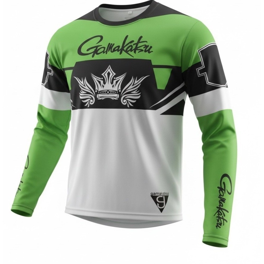 Gamakatsu Mens Size 2XL Fishing‎ Anti-UV Breathable Quick Dry Green Long Sleeve